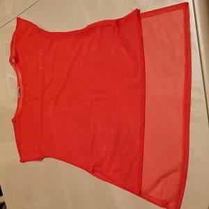 Neon orange mesh cover-up. Size Small.